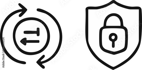Data Security Icons Transfer and Protected Lock.