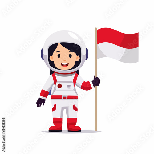 Flat style vector icon of a kid dressed as astronaut, representing childhood dreams of space exploration.