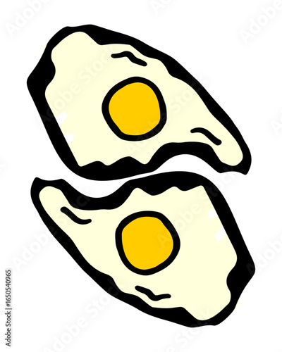 Vector illustration of ready bright scrambled eggs on a white isolated background