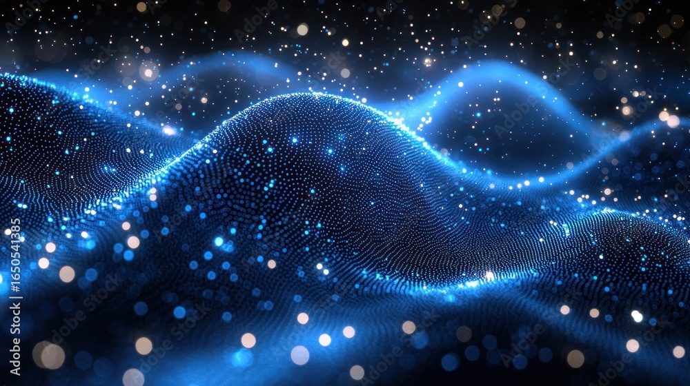 Fototapeta premium Abstract digital wave of glowing particles