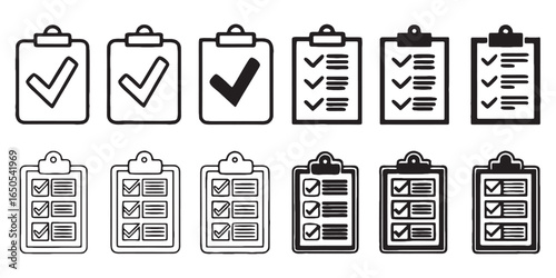 Checklist icons representing tasks completed, project approval, or successful goals with modern design
