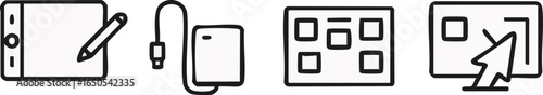Digital Technology Devices and User Interface Icons Set.