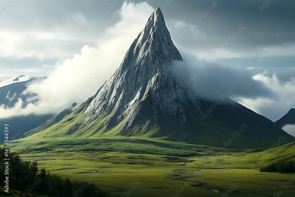 Fototapeta premium A large mountain peak, fantasy,