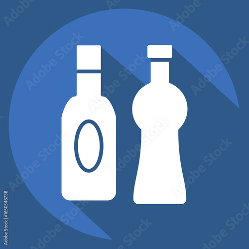Icon Glass Bottle. related to Waste Sorting symbol. long shadow style. design editable