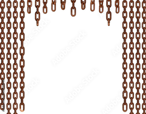 Rusty metal chains forming a spooky Halloween frame border on a black background.