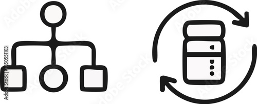 Flowchart and Recycling Icons Representing Processes.