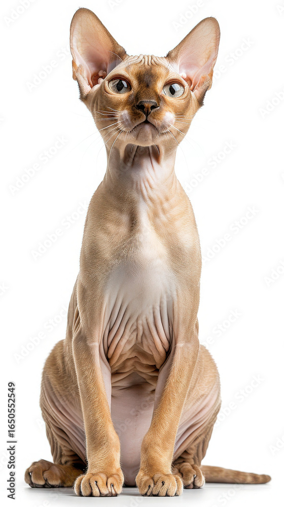 Fototapeta premium Sphynx Cat Sitting Gracefully Isolated on Clean White Background