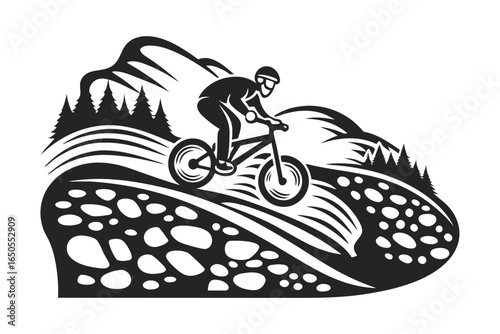 The Best Biker Emblem, Sporty Motorcyclist, Biker, Logo, on White Background