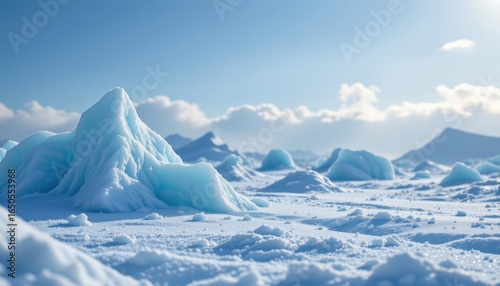 frosted glacier theme with winter sky blue with frost sheen, soft vertical fade, gentle misty haze, framed with blurred edges, delicate and frosty