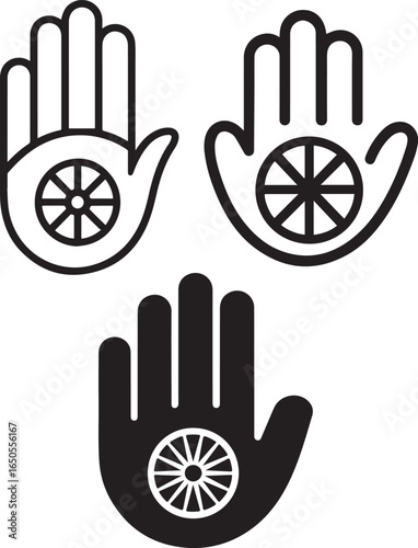 Jain Hand with Wheel of Dharma Symbol of Peace and Nonviolence