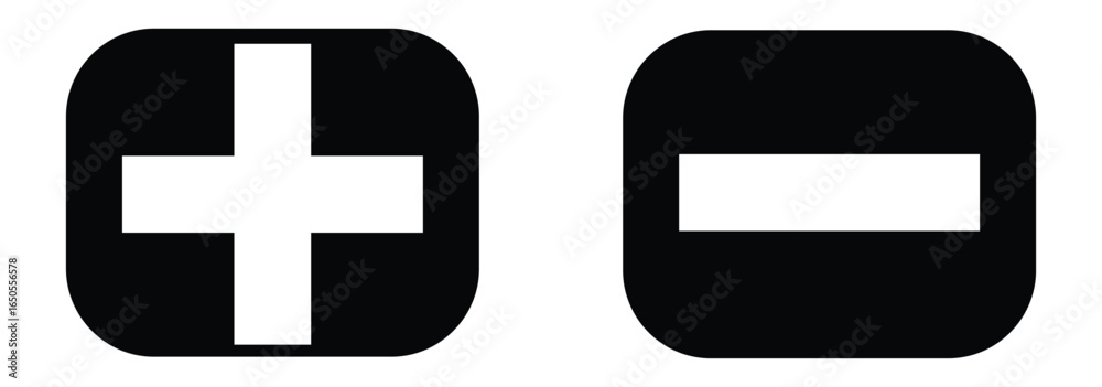 Fototapeta premium Plus and Minus Symbol, Create and Remove Icon Vector