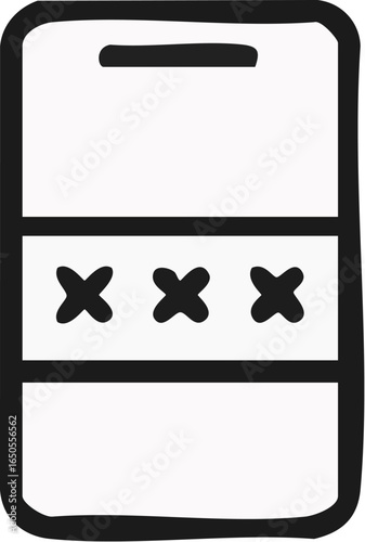 Handdrawn Icon of a Smartphone with Password Input.