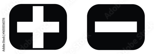 Plus and Minus Symbol, Create and Remove Icon Vector
