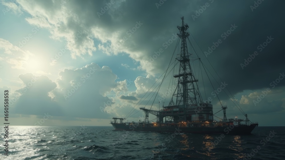 Fototapeta premium Scene of offshore drilling platform