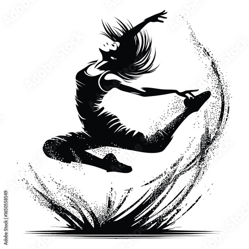 Dynamic modern dance silhouette icon