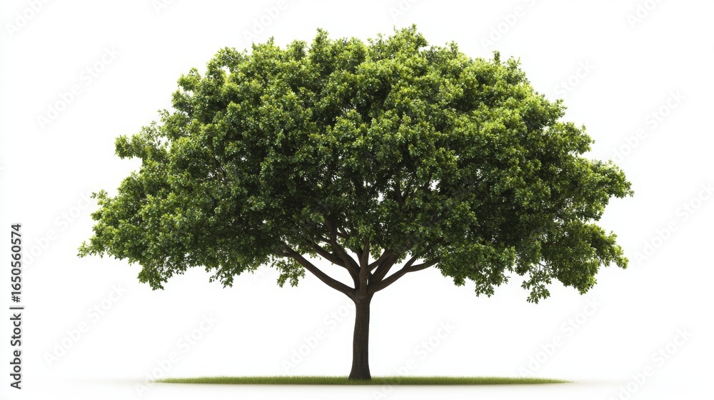 Obraz premium Lonely greenleaved tree stands alone on a white background nature photography isolated environment tranquil concept