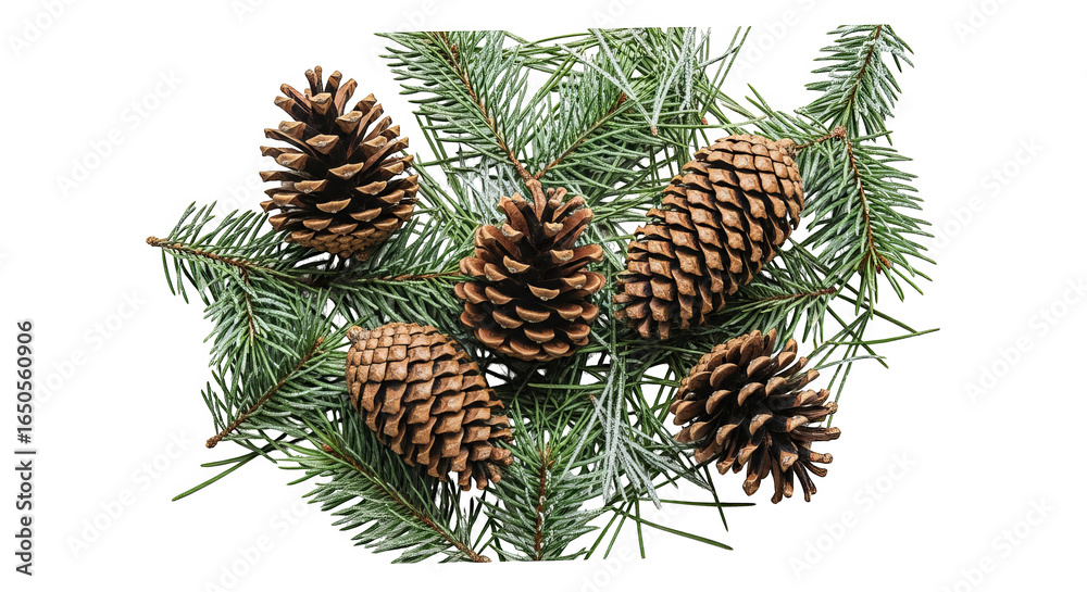 Fototapeta premium Pine Cones And Fir Branches Winter Holiday Decor
