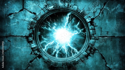 Mystical portal with glowing energy, showcasing science fiction elements and a gateway to another