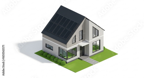 Modern home with solar panels sustainable energy efficient house design architecture real estate property investment