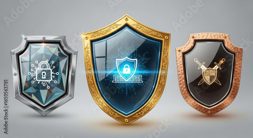 Security shield protection cyber security data privacy network safety technology concept vector illustration