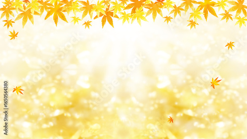 紅葉の葉と光輝くバックグラウンド、秋のイメージの背景イラスト