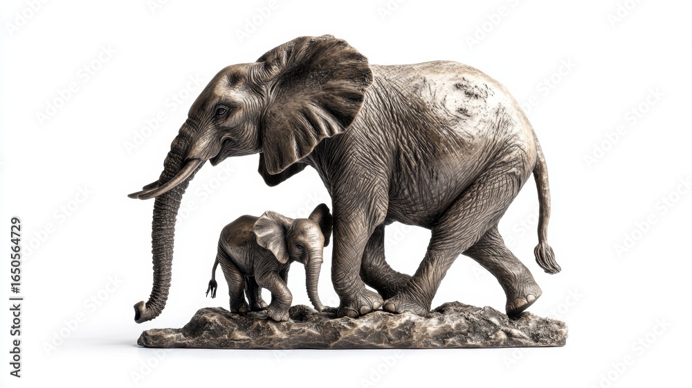 Fototapeta premium Mother elephant walking with calf in serene natural habitat wildlife photography capturing maternal bonding
