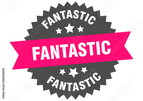 fantastic. fantastic round pink label isolated on transparent background