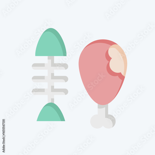 Icon Meat and Bones. related to Waste Sorting symbol. flat style. design editable