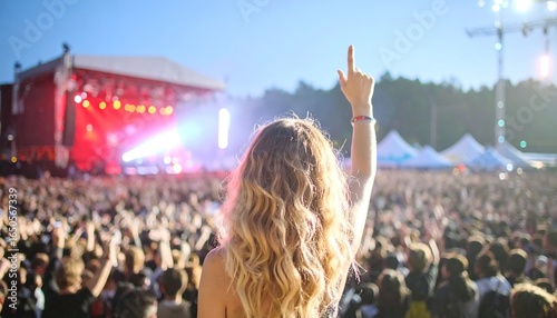 Person enjoying a concert in a large crowd.