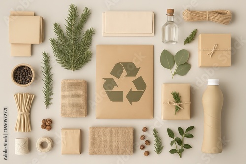 Flat Lay of Recyclable and Natural Product Packaging