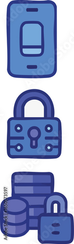 Security Icons Lock Database and Switch.