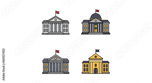Government Building Pixel Art Depicting Justice Law and Political Institutions