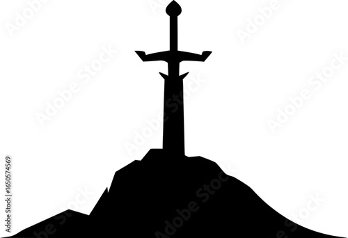 The Sword in the Stone Excalibur Silhouette Vector