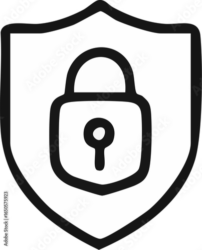 Shield with Lock Icon for Security and Protection.