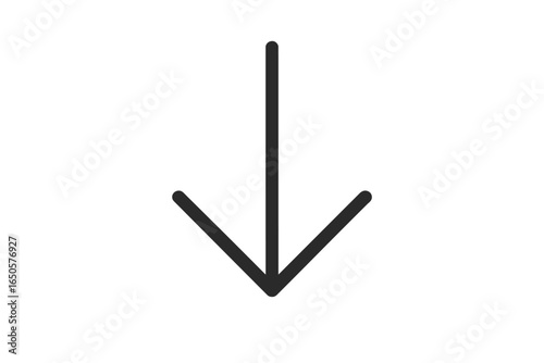 Black downward arrow on white background symbolizing direction and navigation