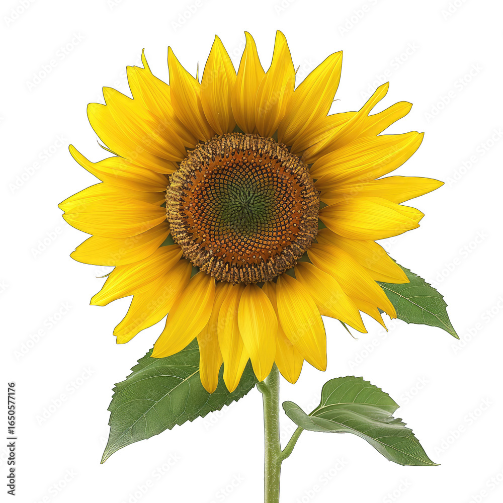 Obraz premium Single sunflower, vibrant yellow petals, dark brown center