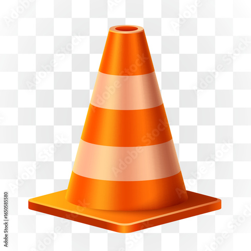 Road cone isolated on transparent background.