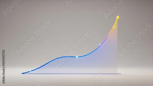 Abstract Growth Chart:  Illustrative 3D Render of Exponential Progress and Success