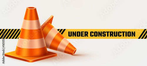 Under construction background with road cone.