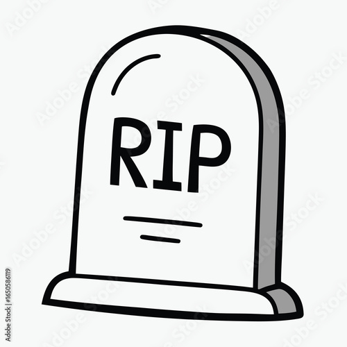 Cartoon gravestone with rip written on it in black ink coloring page