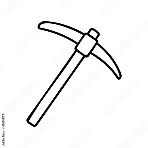 Simple outline of a pickaxe drawing with minimalist design