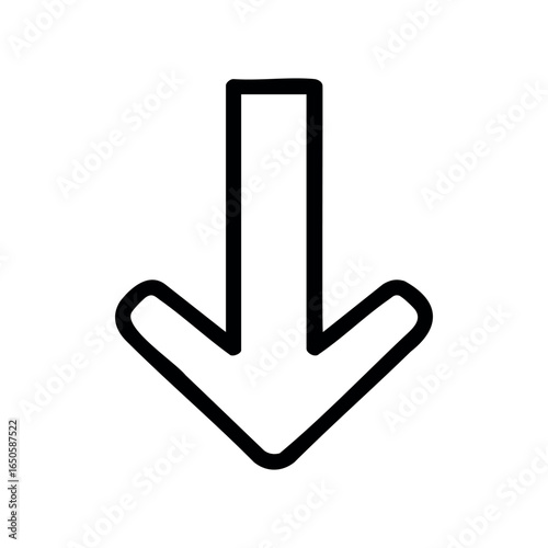 Black downward arrow pointing outline