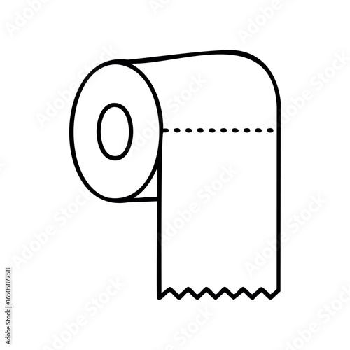 Black and white illustration of a toilet paper roll with perforated edge