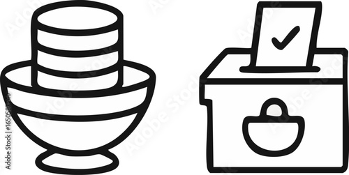Social Contribution and Civic Duty Line Icons.