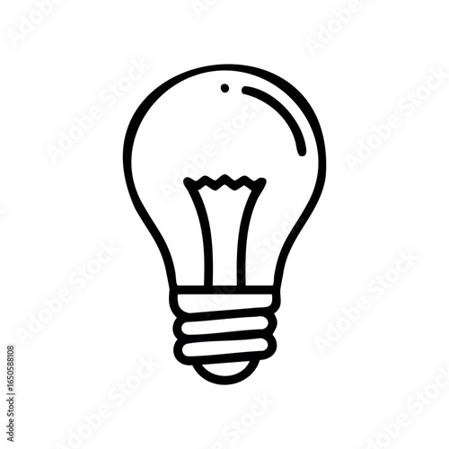 Simple black and white light bulb icon