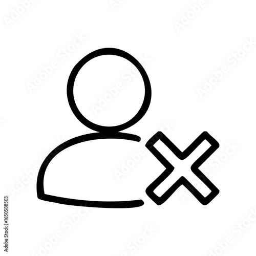 User account deletion symbol with person icon and cross mark