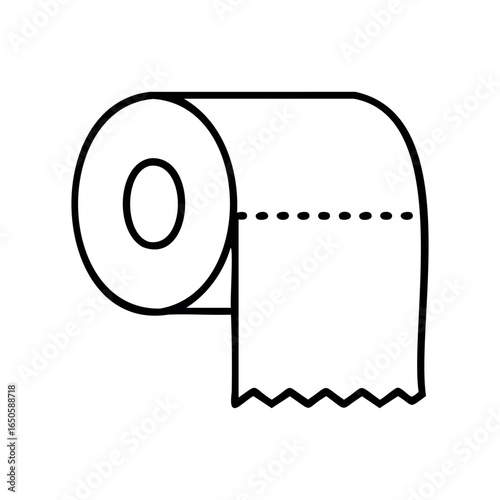Minimalist line art of toilet paper roll with perforated sheet