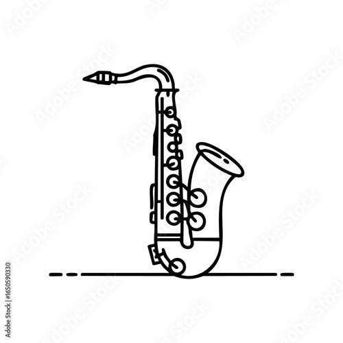 Minimalist line art of a saxophone with simple outlined design