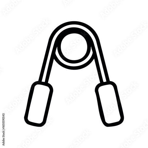 Black and white icon of hand gripper for fitness and exercise