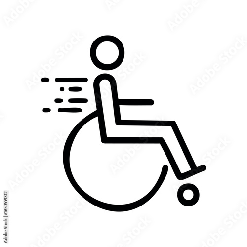 Vector art of fast moving wheelchair symbol in black line style